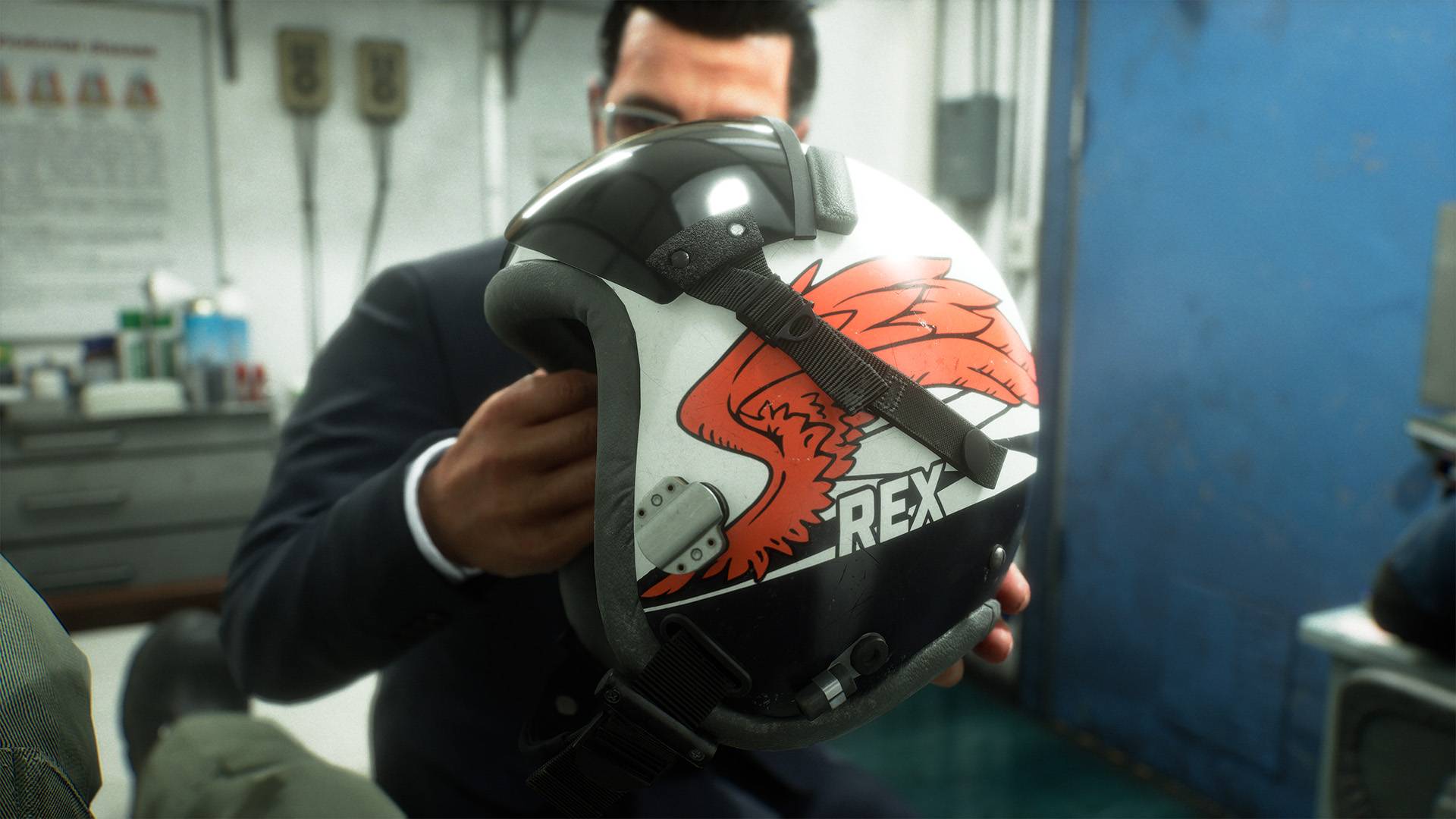 ACE COMBAT 8 フライトヘルメットを持つキャラクター