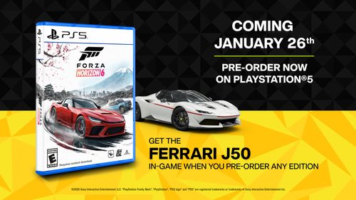 Forza Horizon 6 PS5パッケージ版と予約特典Ferrari J50の公式案内